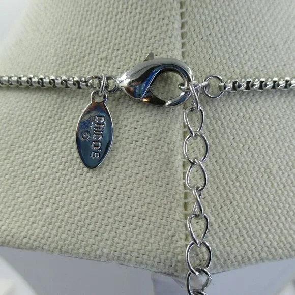Chico's Mesh Inserts Adjustable Pendant Necklace Silvertone Modern NWT - Picture 6 of 7
